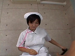 Nurse Meguru Kosaka gives a deep throat blowjob in uniform