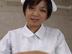 Nurse Meguru Kosaka gives a deep throat blowjob in uniform