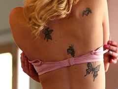 Butterfly Tattooed Bitch Lures Her Friend Into Lesbian Sex Games!