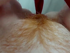 Hairy pussy up close: a solo masturbation session