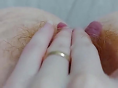 Hairy pussy up close: a solo masturbation session