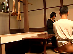 Japanese couple gets kinky in the kitchen with a steamy blowjob scene