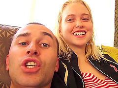 Backstage fun with natural tits blonde Chloe Cherry and James Deen