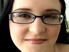 Brunette Chick Wearing Glasses For a Hardcore Bone