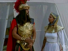 Roman soldier strips nude and fucks his sexy Egyptian goddess