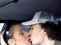 Palpitating  amateur cowgirl gets her face fucked in the car