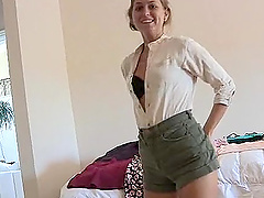 Reality home video of amateur babes Riley in her shorts